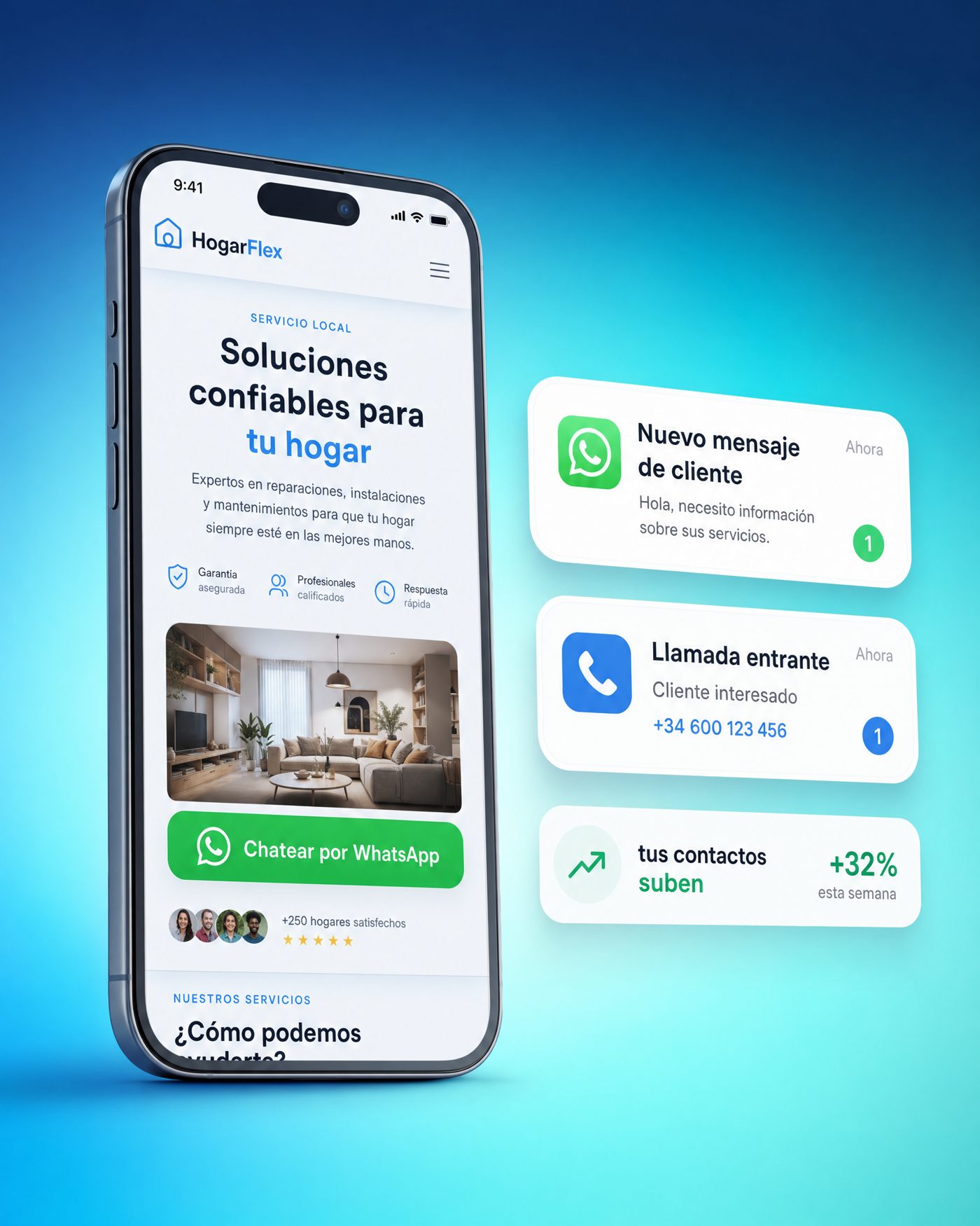 Landing page en móvil